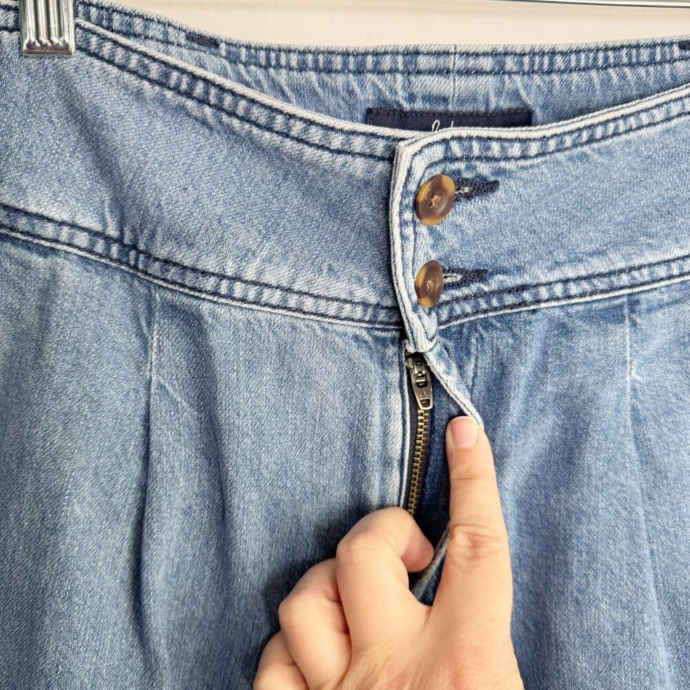 Boden High Waisted Pleated Front Tapered Mom Cropped Jeans 8 Retro Style Raw Hem - Picture 7 of 15